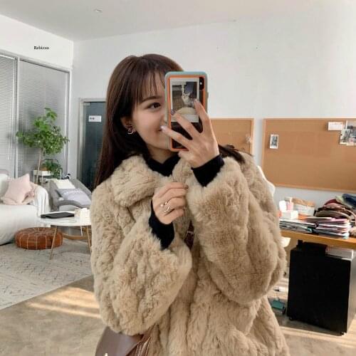 Women Winter Teddy Bear Coat Faux Wool Fur Jacket Ladies Casual Fake Rabbit Fur Outerwear Soild Turn-Down Collar Overcoat