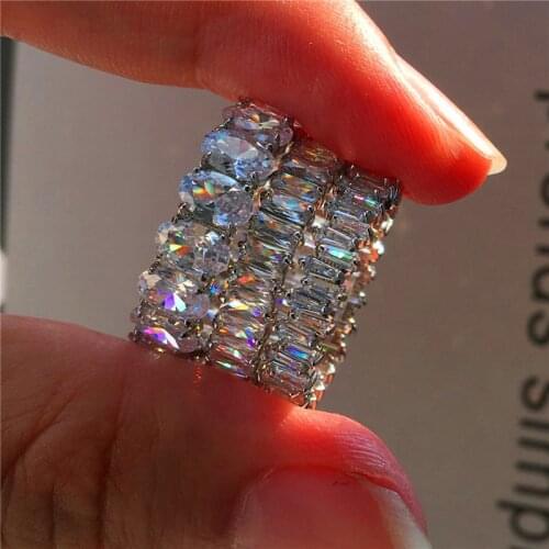 Luxury Female Small 5A Zircon Stone Ring 100% Real 925 Sterling Silver Engagement Ring Vintage Party Wedding Rings For Women