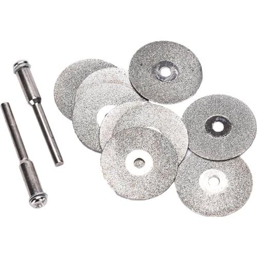 12pcs/set 22mm Mini Diamond Coated Disc Blade Silver Cutting Discs With 2pcs 3.8cm Drill Bit