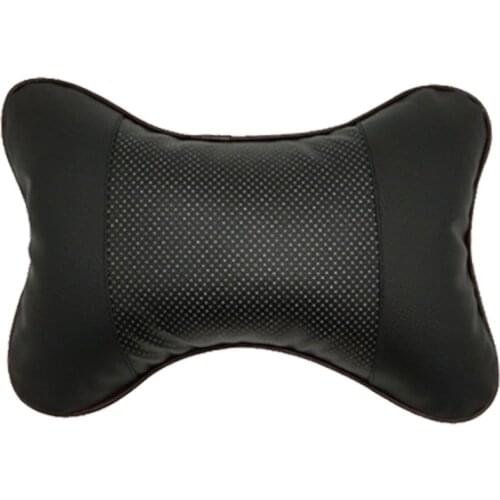1Pc Car Home Dual-Use Denny Leather Headrest Car Interior Bone Neck Pillow Car Seat Breathable Massage Pillow