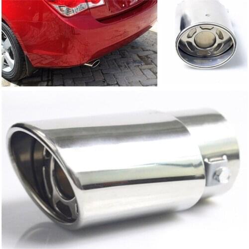 1pc Universal Chrome Trim Modified Car Liner Pipe Stainless Steel Car Exhaust Muffler Tip Pipe Exhaust System Silver