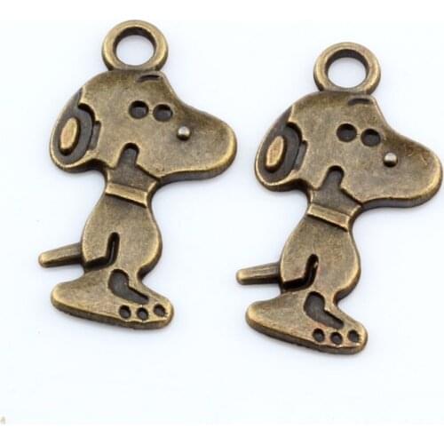 Hot Sale ! 10pcs Antique bronze Alloy Cute Dog Charm Pendants 14 x 27mm DIY Jewelry nm414