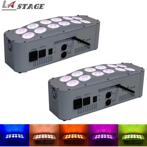 Free Shipping 2pcs/Lot Wireless Dmx Uplighting Battery Power RGBWA+UV 12*18w 6in1 Color Led Wash Light DJ Wall Wash Light Party