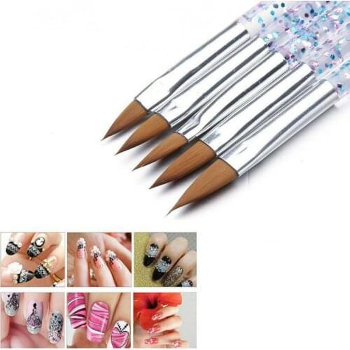 5Pcs Nail Crystal Nail Art Manicure Brush Set 3D Tips Manicure Ultra-thin Line Drawing Pen UV Gel Brushes Sequin Painting Tools