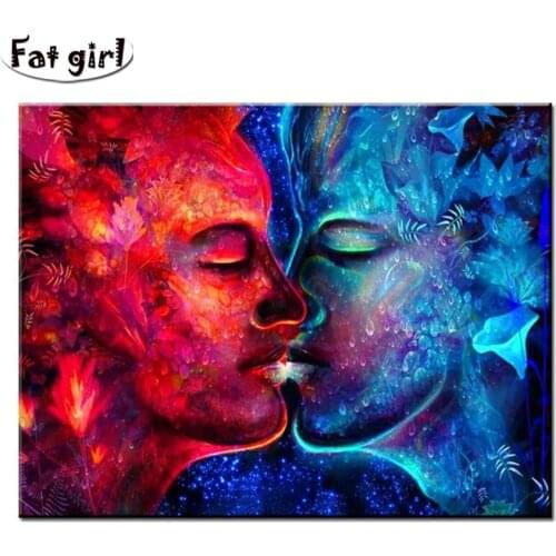5D diamond painting men and woman kiss yin yang love pattern mosaic cross stitch embroidery square round mosaic Wall decoration