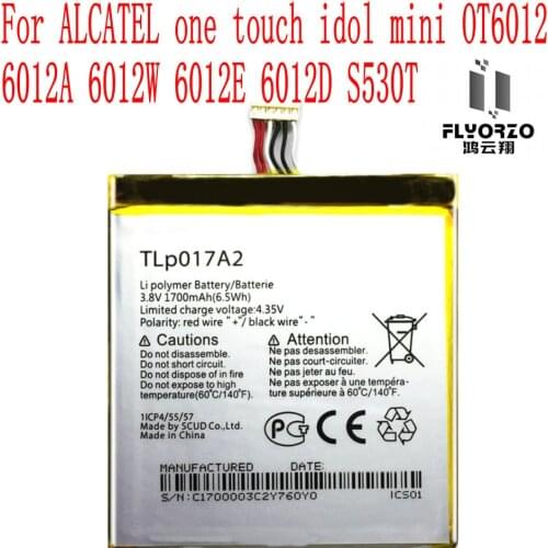 High Quality 1700mAh TLp017A2 Battery For ALCATEL one touch idol mini OT6012 6012A 6012W 6012E 6012D S530T Cell Phone