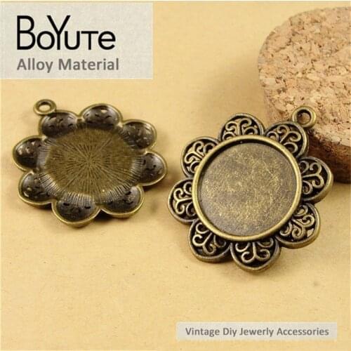 BoYuTe (40 Pieces/Lot) 25MM Antique Bronze Plated Zinc Alloy Metal Glass Cabochon Blank Base Supplies for Jewelry Finding