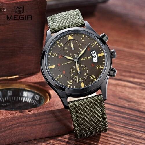 MEGIR Original Men Watches Fashion Canvas Military Watch for Gentle Men Male Quartz Wristwatches Relogio Masculino Reloj Hombre