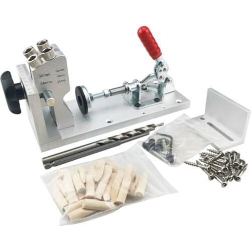 WoodWorking Pocket Hole Jig Kit System Doweling Jig 9.5mm Drill Bit Set Drill Guide Jointing Drilling Hole Punching Locator Tool