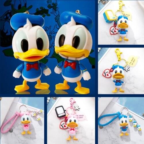 Disney Action Figure Donald Duck Daisy Duck PVC Figure Keychains Toys Figurine Children Gifts Toys Model Bag Pendant for Women