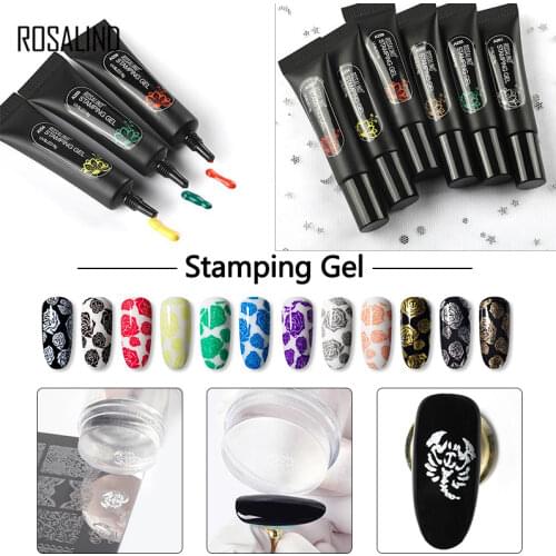 ROSALIND Varnish Nail Polish Printing Oil Gel Stamping Semi Permanent Hybrid For Manicure Art Design Poly Nail Gule Base Top