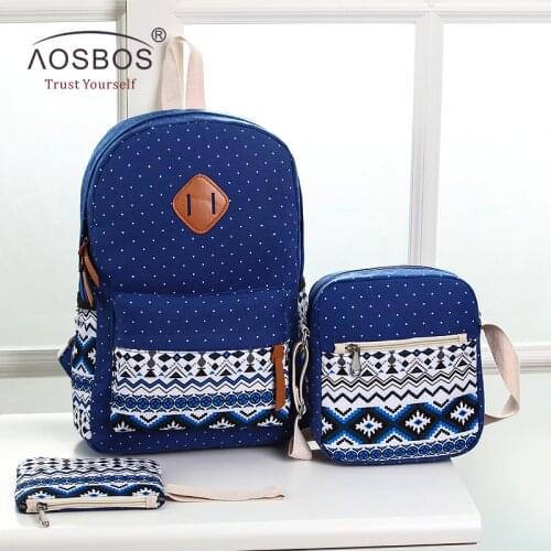 Aosbos Luminous Canvas Girls Backpacks High Quality Teenager Cute School Bag Satchel Female Travel Rucksacks for Students