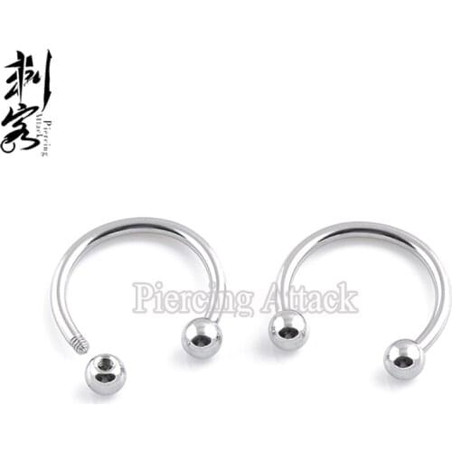 Basic Body Jewelry Surgical Steel Horseshoe Lip Rings 14 Gauge Circular Barbell With Ball