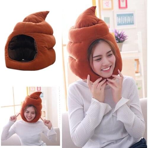 Creative Cute Shit Shape Plush Hat Stuffed Toy Funny Fake Poop Full Headgear Cap Gag Gift Cosplay Costume Party Photo Props
