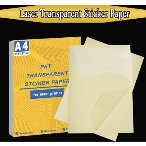 A4 Laser Transparent Self-adhesive PET label Paper Aadhesive Paper Can Be Pasted With Waterproof Oil-proof Scratchproof Stickers