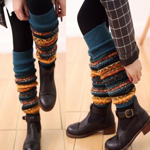 Fashion Women Winter Warm Long Leg Warmers Boot Knee High Knit Crochet Socks Boot Long Socks