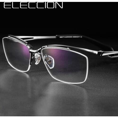 Business Glasses Frame Men 2021 Square Prescription Eye glasses Prue Titanium New High Quality Half Rimless Rim Clear Eyewear