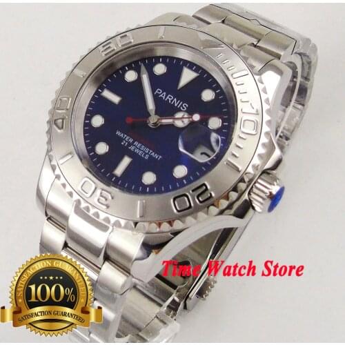 Parnis 41mm Miyota 8215 5ATM high quality Automatic wrist watch men blue dial sapphire glass luminous ceramic bezel 938