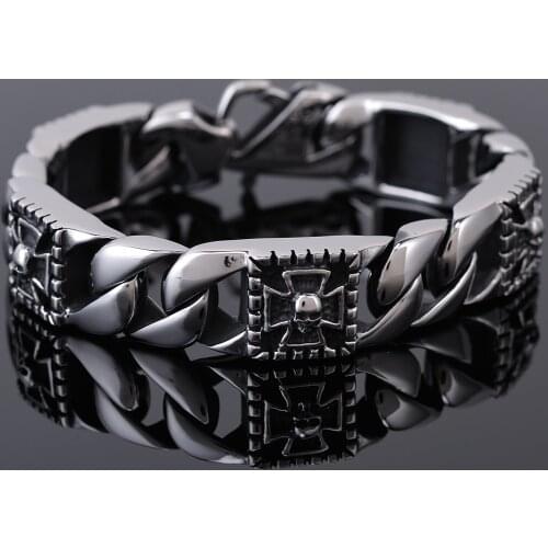 Punk Rocker Hippers Skull Skeleton Bracelet Men 316L Stainless Steel Mens Biker Jewelry Mens Ghost Chain Bracelets & Bangles