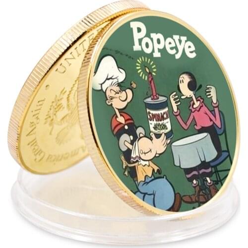 2021 New Gift Popeye Gold Plated Metal Coin American Souvenir Coins Art Ornament Home Decor Collection