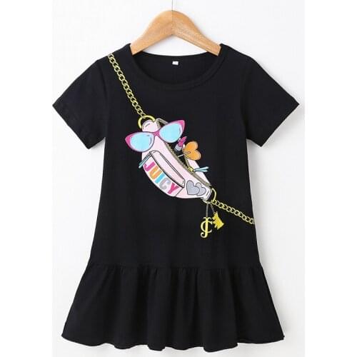 Childrens Dress 2021 Summer Kids Dresses for Girls Casual Cartoon Print Princess Dress Toddler Girls Clothes 2 3 4 5 6 7 8 year