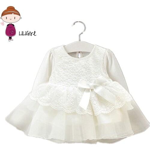Newborn Baby Dress Girl Clothes Lace Long Sleeve Wedding Christening Gowns Dress for Infant New Year Girls Dresses