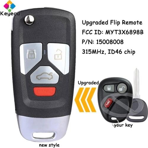 KEYECU MYT3X6898B 15008008 Upgraded Flip Remote Control Car Key With 315MHz ID46 Chip - FOB for Chevrolet Trailblazer 2002-2009