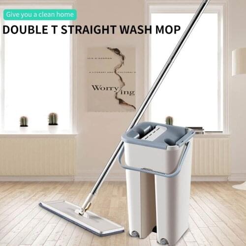Magic Cleaning Mops Free Hand Spin Cleaning Microfiber Mop With Bucket Flat Squeeze Spray Mop Home Kitchen Floor Clean Tools