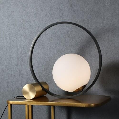 SIUU Postmodern Master Bedroom Light Luxury Nordic Creative Designer Club Living Room Milk White Glass Ball Table Lamp