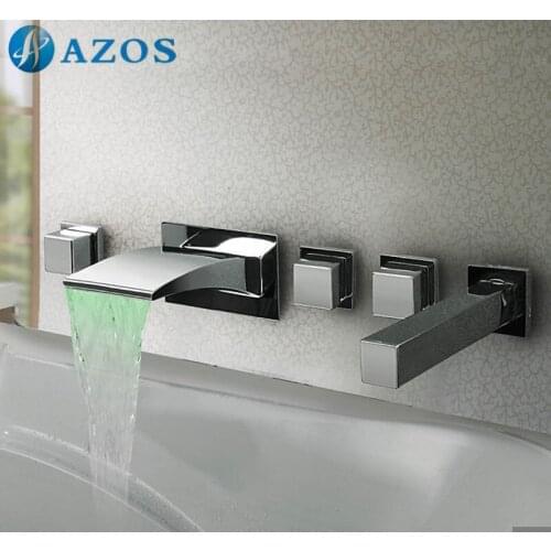 Bathtub Shower Faucets LED Bathroom Suana 5pc Sets Showerhead,Diverter,Two Handles,Shower Hose,Waterfall Spout YGWJ094