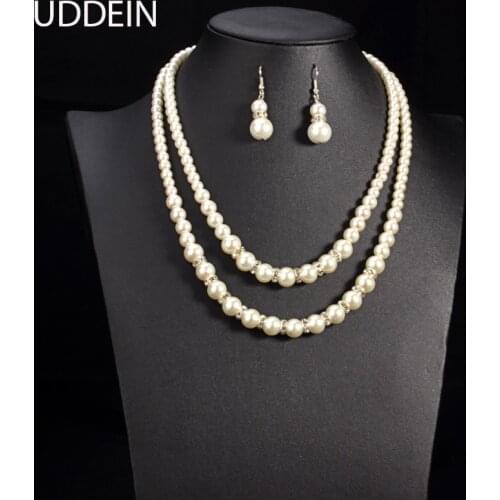 Wedding Accessories Indian Jewelry Sets Simulated Pearl Necklace Sets Luxury Women Statement African Beads Jewelry Set