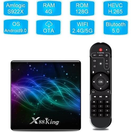 X88 King 4GB 128GB Android 9.0 TV BOX S922X Hexa-core Smart Set Top Box 2.4G&5GHz Dual Wifi BT 5.0 1000M LAN Media Player