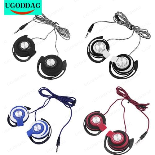 Universal Portable 3.5mm Plug Wired Clip On Ear Sports Earphone Heavy Bass Stereo Wired Earphone with Mic for iPhone Samsung LG