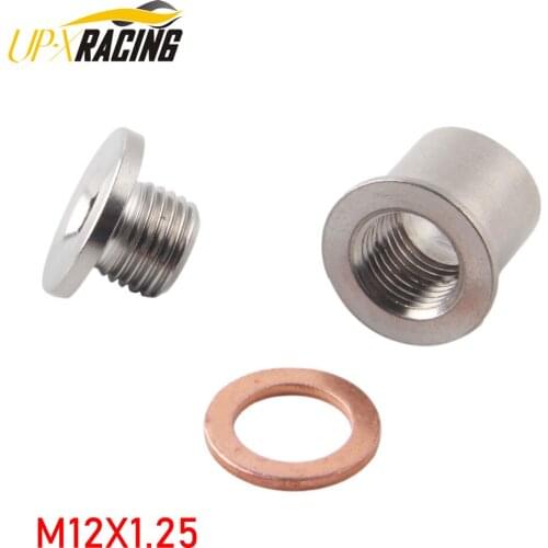 Universal O2 Oxygen Sensor Stepped Mounting Boss And Plugs Stainless Steel Adapter M12x1.25 Thread Nut Bung