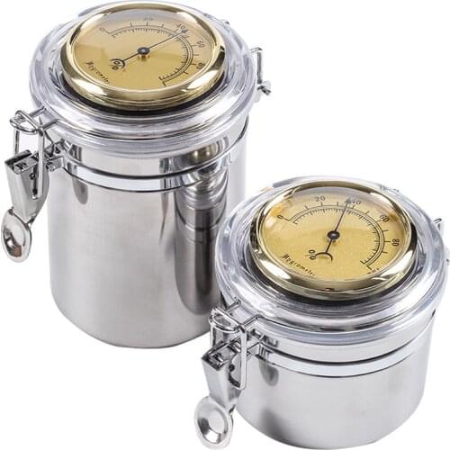 Stainless Steel Humidor Humidifiter Box with Hygrometer for Cigar Pipe Tobacco Coffee Bean Tea Candy Sealed Can