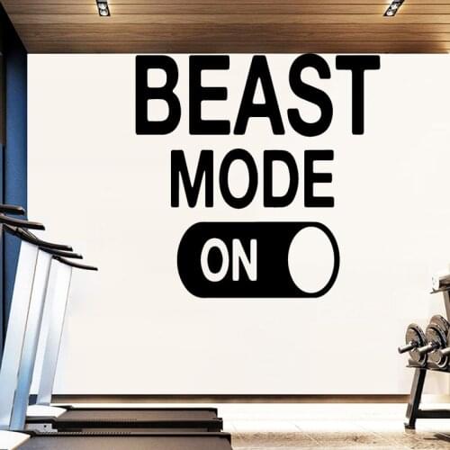 Gym Wall Sticker Fitness Club Vinyl Decal Quotes Beast Mode On Wall Decor Phrase Exercise Slogan Art Mural Removable Creative