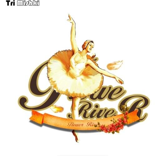 WCS964 flower river Girl dancing ballet car sticker PVC colorful Decals Waterproof sticker on Car Body Rear Window