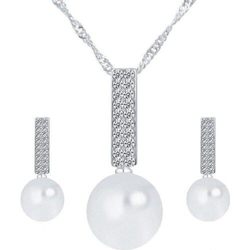 Jewelry Store Very Stylish, Pearl Jewelry Set Necklace Earrings Valentines Day Gift