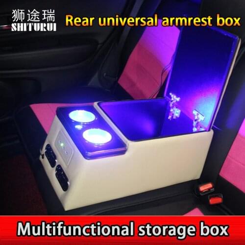 SHITURUI Hatchback Sedan rear handrails box storage box modified mobile phone charging USB interface general purpose belt lamp
