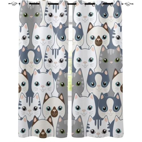 Cat Kitten Lovely Cartoon Kawaii Curtain for Living Room Bedroom Curtain Window Treatment Blinds Drapes Kids Room Curtains