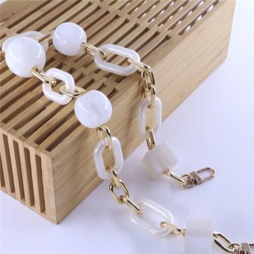 Stock New Woman Bag Accessory pearl White Acrylic Resin Parts Luxury Women Replacement Bag shoulder Handle