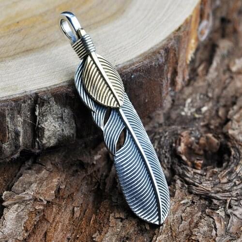 925 Sterling Silver Sunflower Feather Pendant Genuine Engraved Goro S Takahashi Kagura Retro Thai Silver Pendant Falling