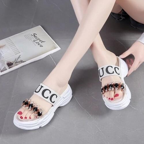 2021 New Summer Fashion Women Wedges Sandals Beach Casual Woman Platform Open Toe Shoes Ladies All-match Rhinestone Sandals