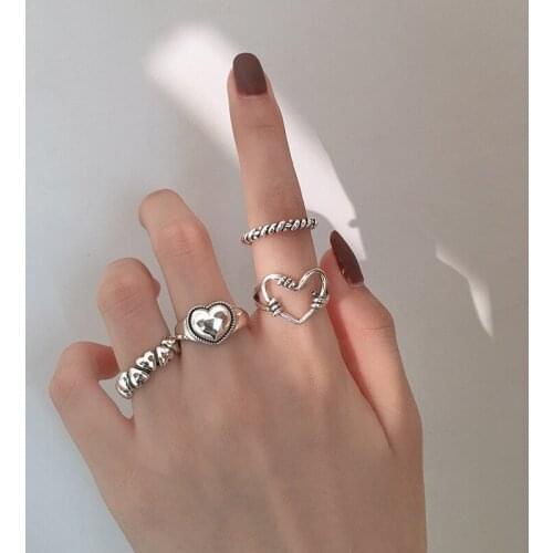 VENTFILLE 925 Sterling Silver LOVE Heart Finger Rings for Women Creative Couples Trendy Elegant Jewelry Gifts 2021 New Trendy