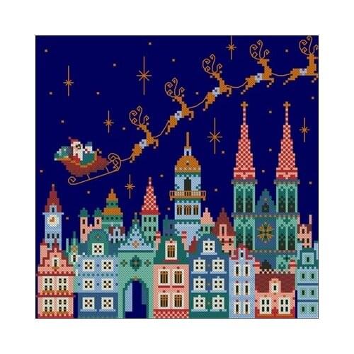 Magazine-Santa Claus above the city Counted Cross Stitch 11CT 14CT 18CT Cross Stitch Kits Embroidery Needlework Sets