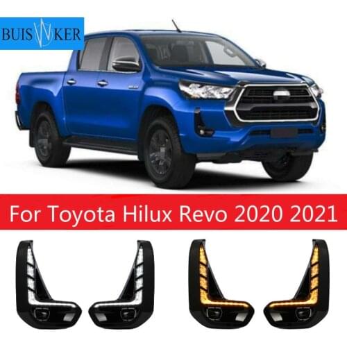 1Set For Toyota Hilux Revo 2020 2021 LED DRL Daytime Running Lights Daylight Fog Lamp Decoration Signal