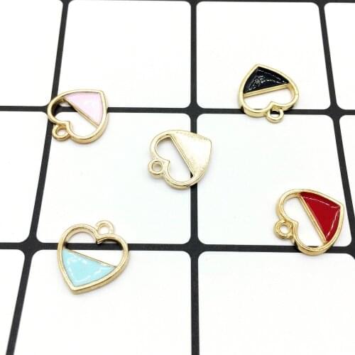 10pcs Fashion Charms Enamels Peach Heart2 Alloy Pendant Making Gift Hair Bracelet Necklace Jewelry Accessories DIY Craft 2018