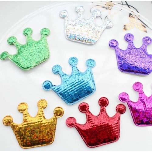 100pcs big mix colors Padded Crown Appliques - Shiny Puffy Crown Appliques 40mm
