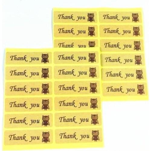 1200 Pcs/lot Vintage Owl Thank You Sticker Kraft Label Stickers DIY Gift Cake Thanksgiving Sealing Scrapbooking Labels Stickers