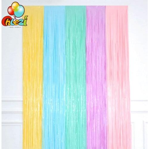2M Macaron pink blue Fringe Party Curtain Door Rain Curtain Decor Photo Booth Backdrop Garland wedding Birthday party decoration